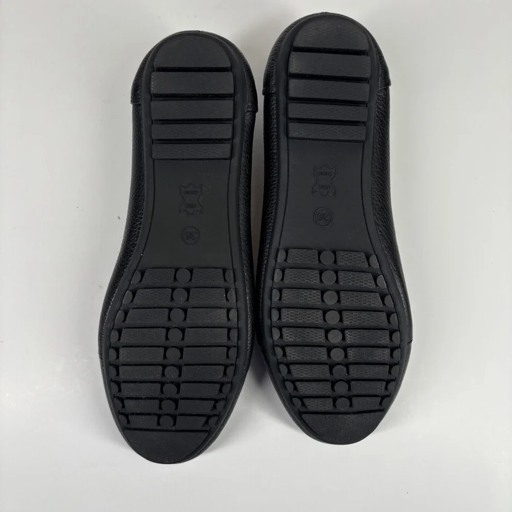 Tory Burch Minnie Women's US 6/36 Perfect Black Leather‎ Travel Ballet Flats
